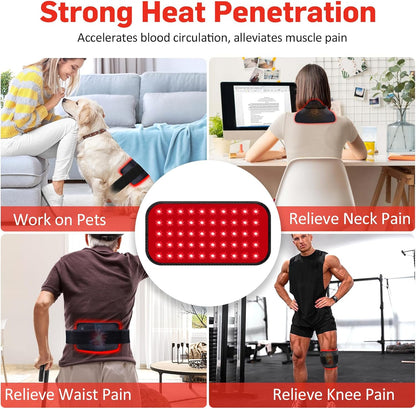 Red Light Therapy Belt, Infrared Light Therapy for Body, Wearable Wrap with Timer for Back Shoulder Waist Muscle Pain Relief, Improve Joint Inflammation, Red Light Therapy for Body